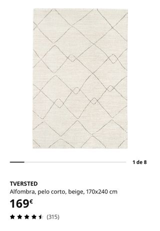 Alfombra IKEA TVERSTED blanca con rayas negras