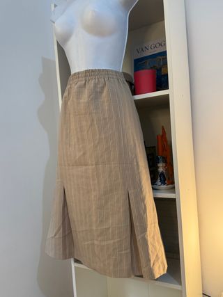 falda vintage beige con rayas diplomáticas L