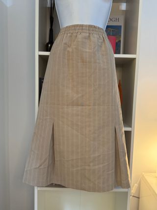 falda vintage beige con rayas diplomáticas L