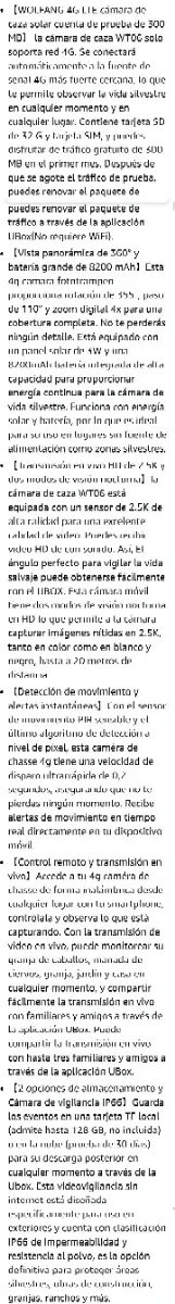 Cámara Caza Solar WOLFANG 4G LTE c/Tarjeta SI