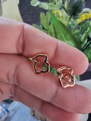 Pendientes Oso Plata S925 Chapado Oro