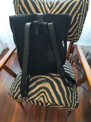 Mochila Piel y Lona Negra