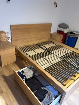 Cama Matrimonial Malm Ikea Madera con canape