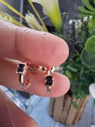 Pendientes Plata S925 Oso Negro