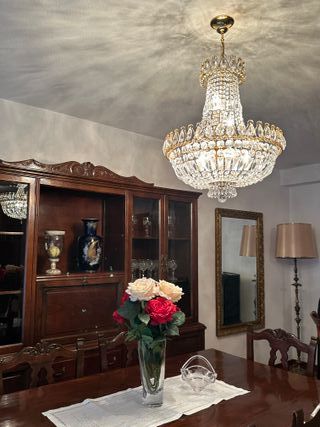 Lámpara de techo de bronce y cristal