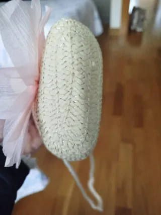 Bolso niña esparto flor rosa