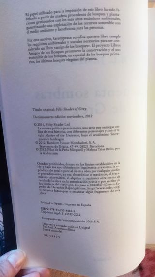 Libro: Cincuenta sombras de Grey de E.L. James