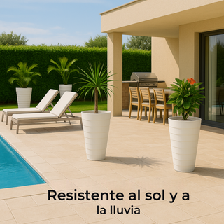 Maceta alta blanca 50cm con plato