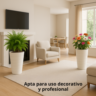 Maceta alta blanca 50cm con plato