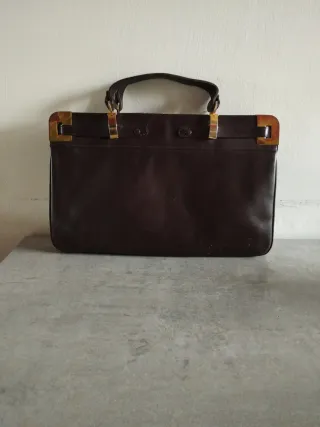 Borsa donna vintage marrone con dettagli oro