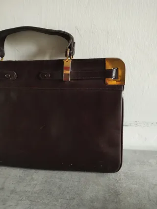 Borsa donna vintage marrone con dettagli oro