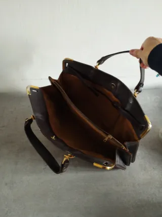 Borsa donna vintage marrone con dettagli oro