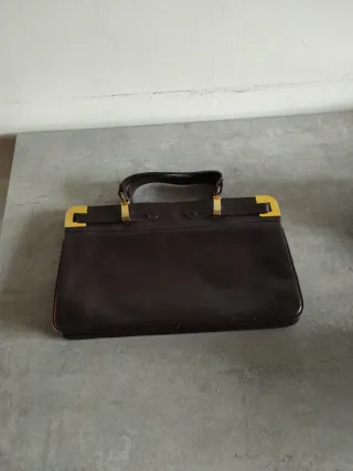 Borsa donna vintage marrone con dettagli oro