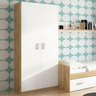 Armario 2 Puertas Blanco y Madera