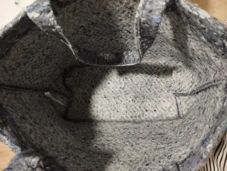 Bolso shopper tejido azul y gris