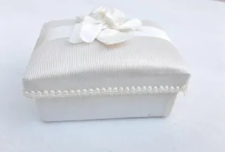 Joyero Forrado Tela Vintage Beige/Blanco