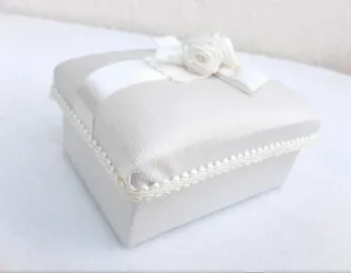 Joyero Forrado Tela Vintage Beige/Blanco