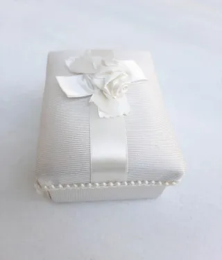 Joyero Forrado Tela Vintage Beige/Blanco