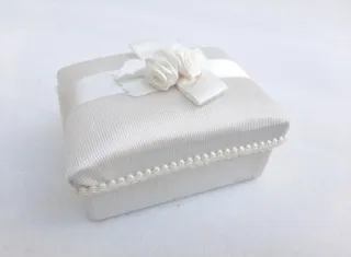 Joyero Forrado Tela Vintage Beige/Blanco