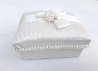 Joyero Forrado Tela Vintage Beige/Blanco