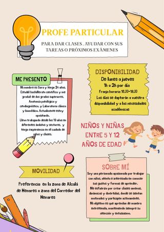 Imparto clases de apoyo escolar, niños 5-12 años.