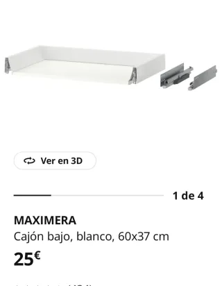 Cajón MAXIMERA Ikea 60x37cm Blanco