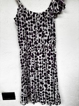 Vestito pois viola e bianco