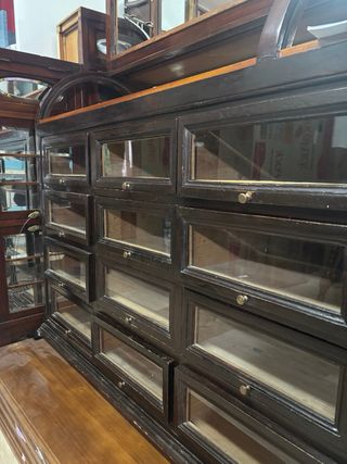 Vitrina Farmacia Antigua Madera Cristal
