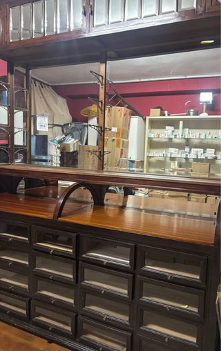 Vitrina Farmacia Antigua Madera Cristal