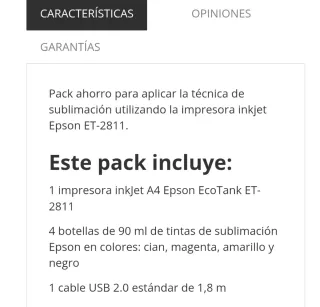 Stampante Epson EcoTank ET-2811 per sublimazione