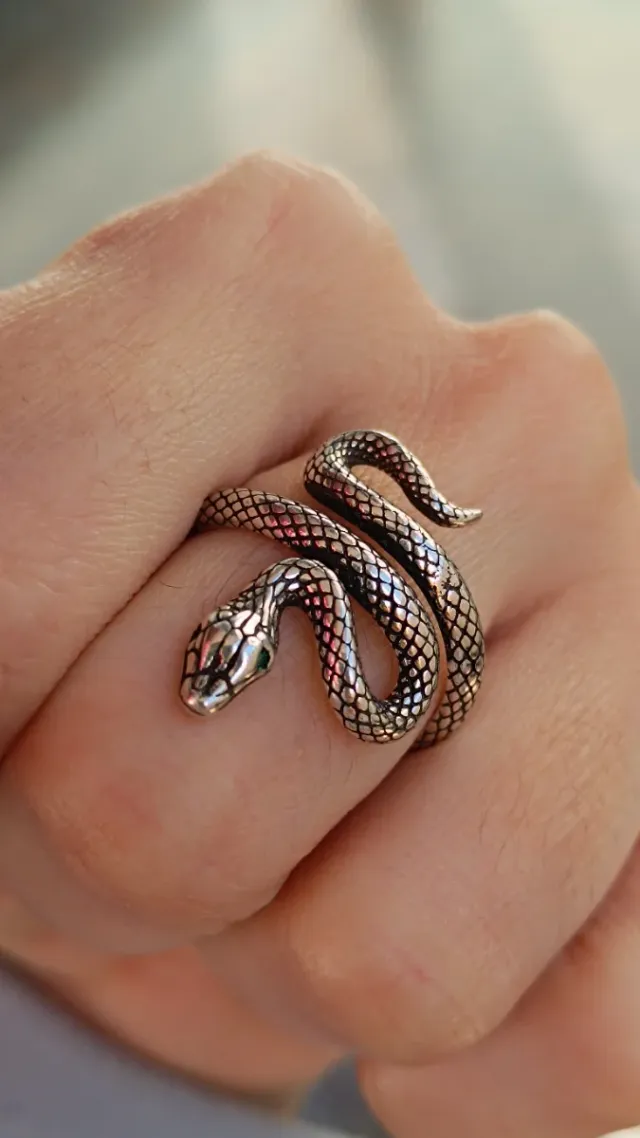 Anillo Plata Serpiente Ajustable
