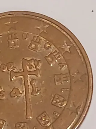 Moneda 5 céntimos Portugal 2002 error