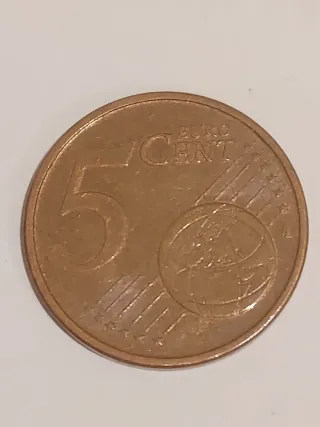 Moneda 5 céntimos Portugal 2002 error