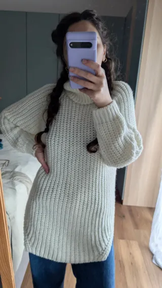 Maglione bianco caldo lungo