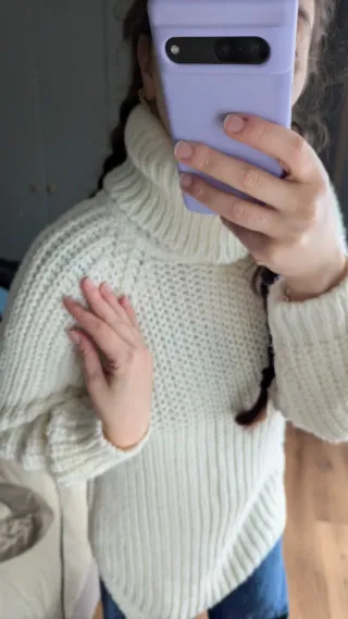 Maglione bianco caldo lungo