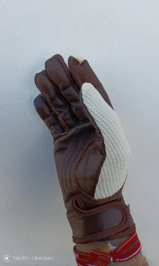 Guantes Zaldi Cuero y Algodón Beige/Marrón