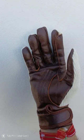 Guantes Zaldi Cuero y Algodón Beige/Marrón