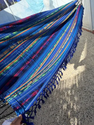 Hamaca artesanal azul multicolor