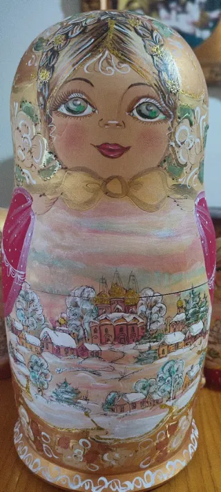 Matrioska russa grande legno oro rosa