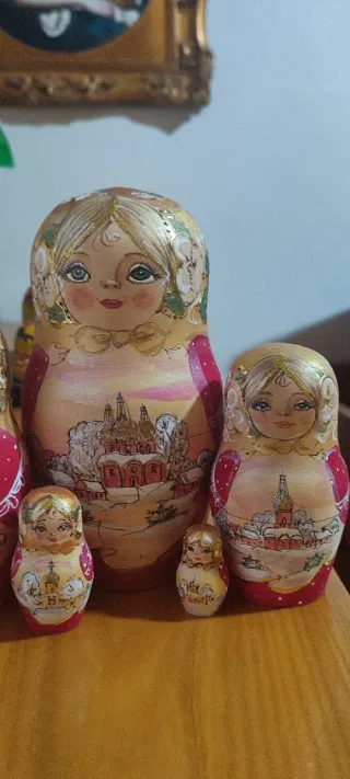 Matrioska russa grande legno oro rosa