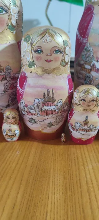 Matrioska russa grande legno oro rosa