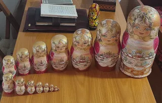 Matrioska russa grande legno oro rosa