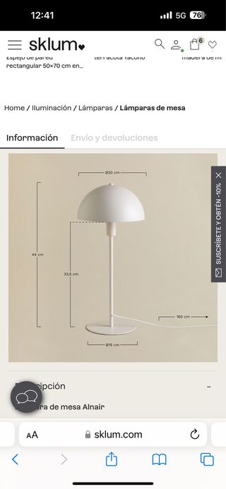 Lámpara de mesa Sklum dorada metal