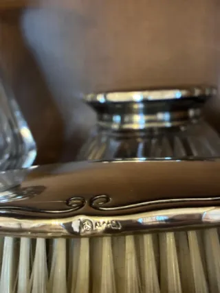 Conjunto tocador vintage vidrio y alpaca