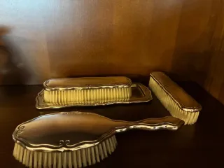 Conjunto tocador vintage vidrio y alpaca