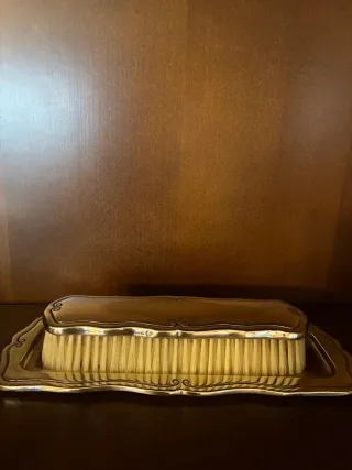 Conjunto tocador vintage vidrio y alpaca