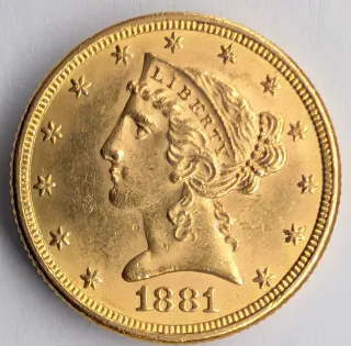 5 Dólares oro 1881 Liberty