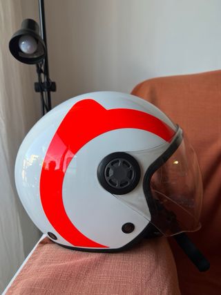 Casco Moto Talla L Blanco y Rojo
