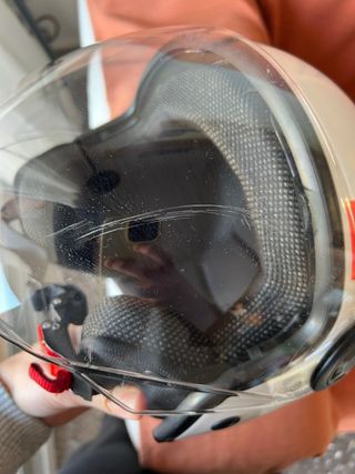 Casco Moto Talla L Blanco y Rojo