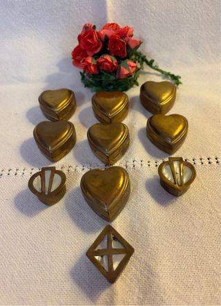 Lote de 10 cajitas de metal con aspecto envejecido